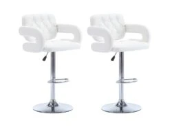 Lot De 2 Tabourets De Bar CONAN - Simili - Hauteur Ajustable - Noir -Meubles Soldes Boutique tabouret 353537 1