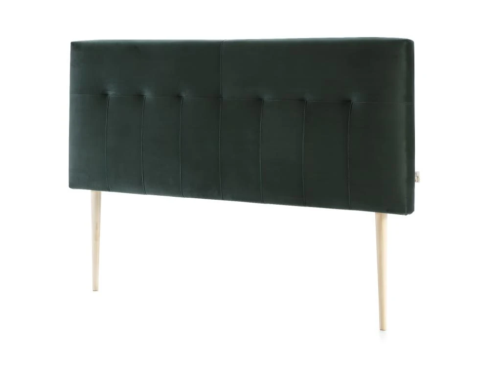 Tête De Lit Tapissée Napoles 140x100 Cm Vert, Velours, Pieds En Bois 4 Tête De Lit Tapissée Napoles 140x100 Cm Vert, Velours, Pieds En Bois – Image 2