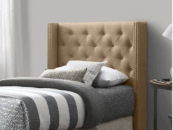 Tête De Lit Capitonnée - 100 Cm - Tissu - Beige - MASSIMO