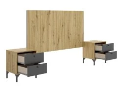 Ensemble De Tête De Lit Avec 2 Tables De Chevet - Longueur 40-159.6 X Profondeur 33-3.5 X Hauteur 47.5-78.8 Cm -Meubles Soldes Boutique tete de lit et pont de lit 13141481