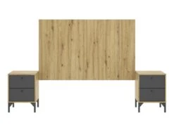 Ensemble De Tête De Lit Avec 2 Tables De Chevet - Longueur 40-159.6 X Profondeur 33-3.5 X Hauteur 47.5-78.8 Cm -Meubles Soldes Boutique tete de lit et pont de lit 13141483