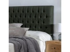 Tête De Lit Tapissée 155 Cm Bois/Tissu Vert Foncé - PINADA