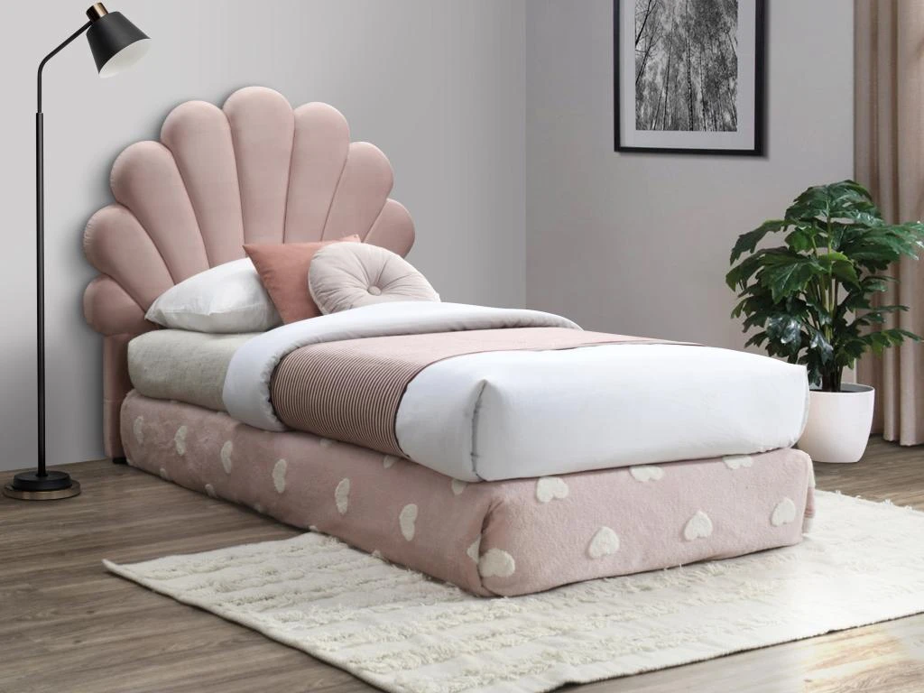 Tête De Lit Coquillage - 120 Cm - Velours - Rose - MOANA 3 Tête De Lit Coquillage - 120 Cm - Velours - Rose - MOANA