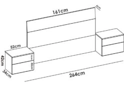 Tête De Lit Duleda, Tête De Lit Pour Chambre Double, Tête De Lit Double Avec 2 Tables De Chevet, 161x4h100 Cm, Blanc Et Chêne -Meubles Soldes Boutique tete de lit et pont de lit 22768485