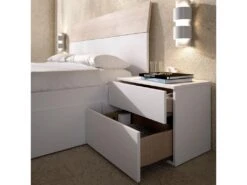 Tête De Lit Duleda, Tête De Lit Pour Chambre Double, Tête De Lit Double Avec 2 Tables De Chevet, 161x4h100 Cm, Blanc Et Chêne -Meubles Soldes Boutique tete de lit et pont de lit 22768487