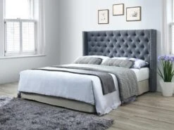 Tête De Lit Capitonnée - 190 Cm - Tissu - Gris - MASSIMO