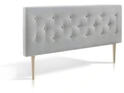 Tête De Lit Oslo 140x100 Cm, Capitonnée Tissu Grey