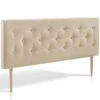 Tête De Lit Oslo 140x100 Cm, Capitonnée Tissu Beige, L'épaisseur De 8 Cm