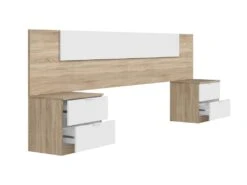 Tête De Lit En Mélamine Avec 2 Chevets Coloris Chêne Canadian Blanc Artik - Hauteur 95 X Longueur 247 Cm X Profondeur 38 Cm 10 Tête De Lit En Mélamine Avec 2 Chevets Coloris Chêne Canadian Blanc Artik - Hauteur 95 X Longueur 247 Cm X Profondeur 38 Cm -Meubles Soldes Boutique tete de lit et pont de lit 9406107
