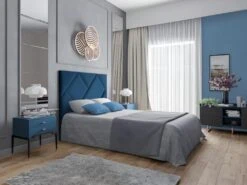 Tête De Lit KANDRA - 170 Cm - Velours - Bleu Nuit