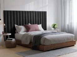 Panneaux Muraux Tête De Lit - 220 Cm - Velours - Gris - GONDA De Pascal Morabito