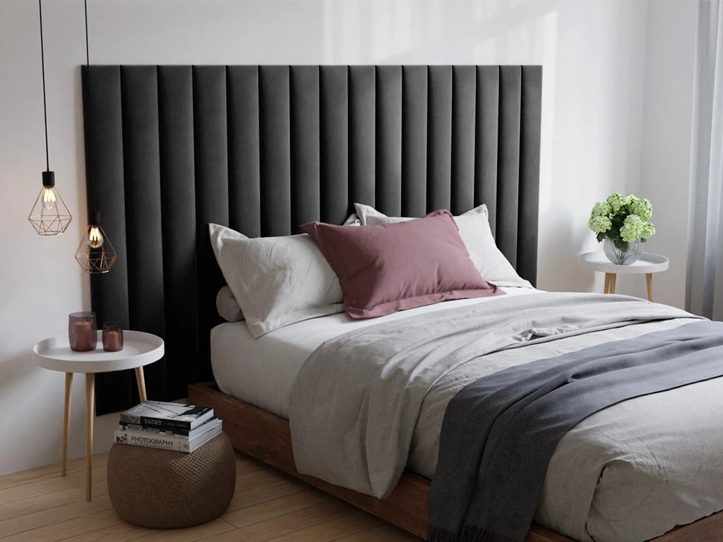 Panneaux Muraux Tête De Lit - 220 Cm - Velours - Gris - GONDA De Pascal Morabito 5 Panneaux Muraux Tête De Lit - 220 Cm - Velours - Gris - GONDA De Pascal Morabito – Image 3
