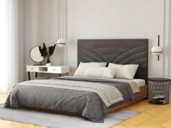 Tête De Lit 170 Cm LULABIA - Velours - Gris