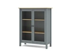 Vitrine 2 Portes Kaki/Bois - VOLCAN -Meubles Soldes Boutique vitrine 20939965