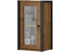 Élément Mural Avec 1 Porte Vitrée En Panneau De Partic. Chêne -Meubles Soldes Boutique vitrine 21676367