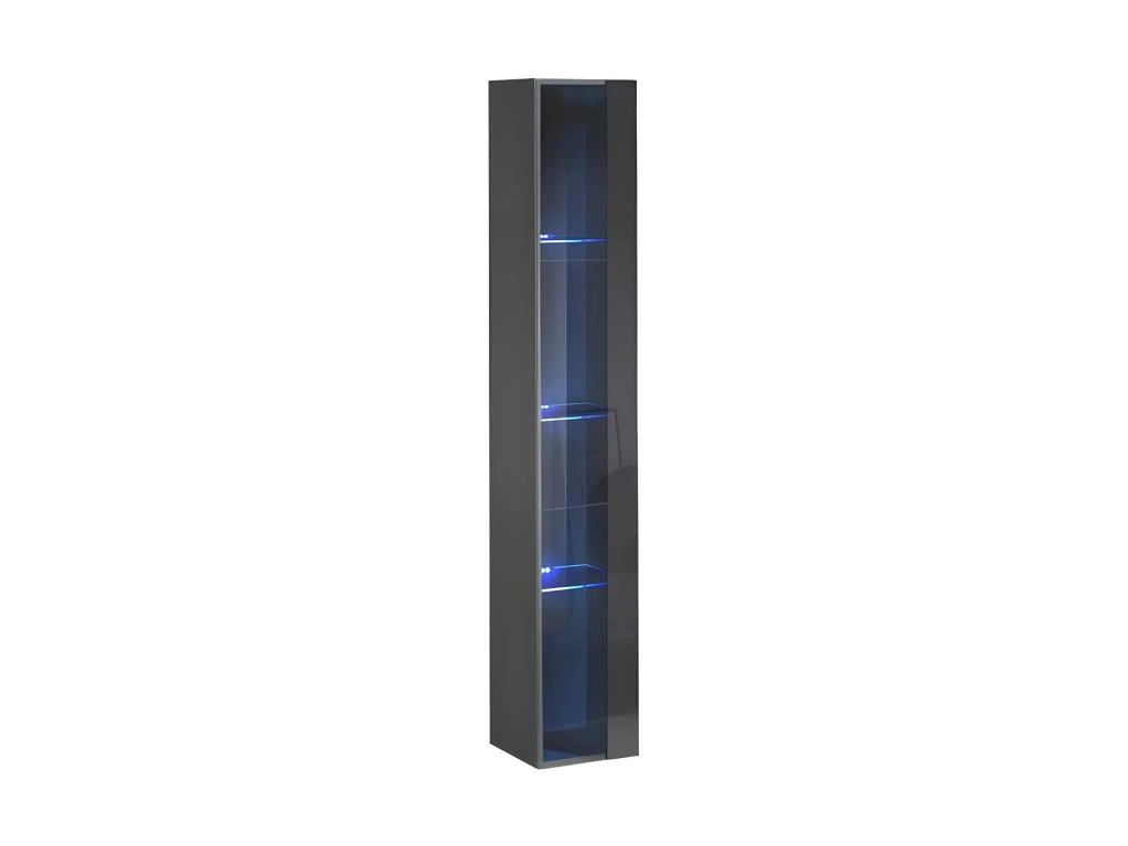 Vitrine Suspendue Grise Avec 1 Porte Vitrée Et éclairage LED Inclus. Collection SWITCH. 3 Vitrine Suspendue Grise Avec 1 Porte Vitrée Et éclairage LED Inclus. Collection SWITCH.