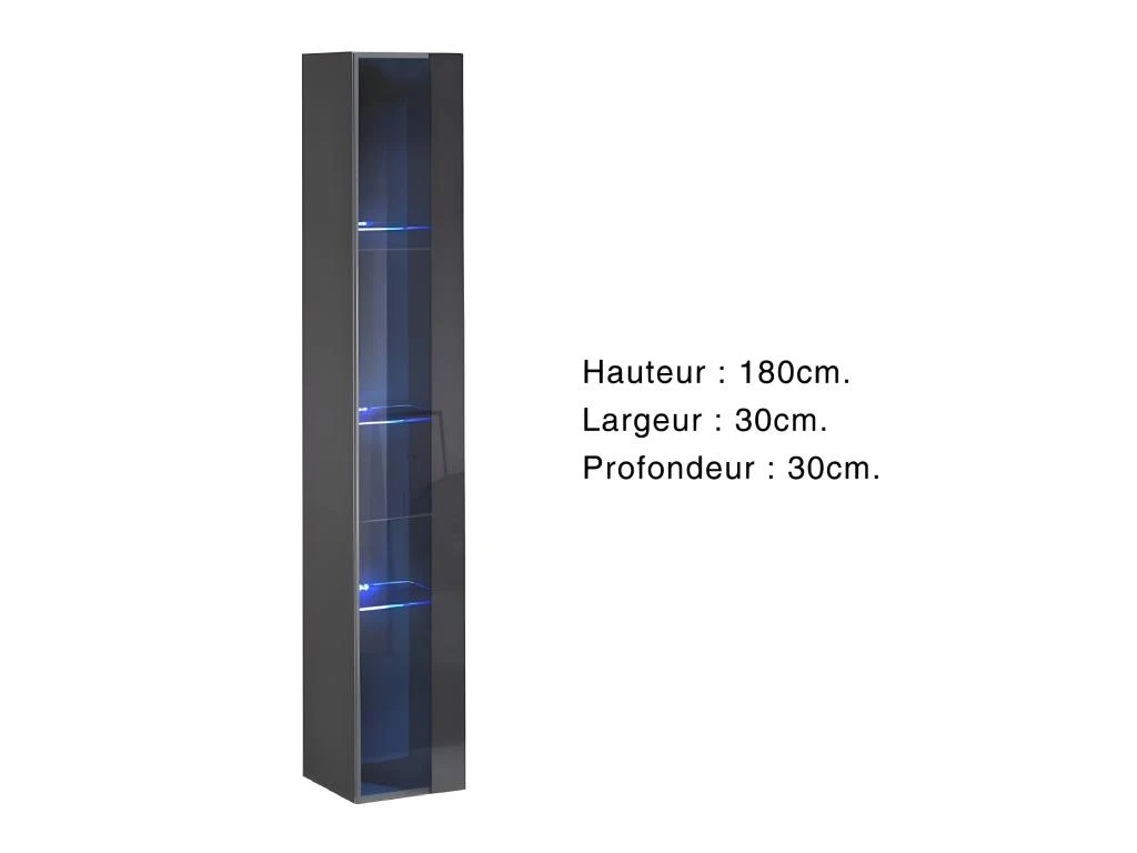 Vitrine Suspendue Grise Avec 1 Porte Vitrée Et éclairage LED Inclus. Collection SWITCH. 5 Vitrine Suspendue Grise Avec 1 Porte Vitrée Et éclairage LED Inclus. Collection SWITCH. – Image 3