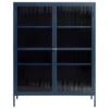 Bronco Armoire Vitrine 2 Portes En Verre, Bleu.